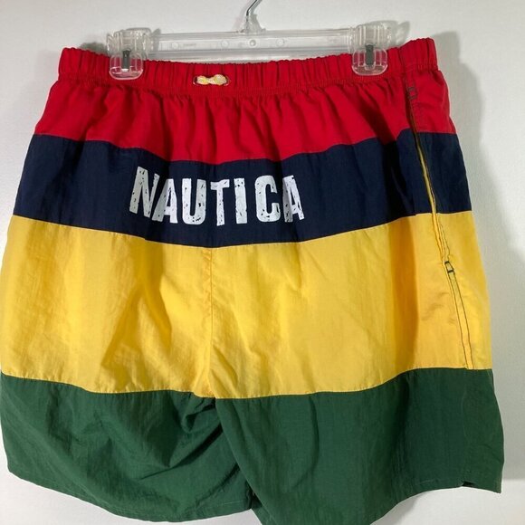 Mens Nautica Colorblock Swim Trunks Red Blue Yellow Green L - Picture 5 of 6